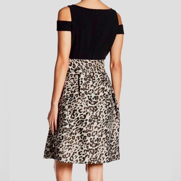 Eliza J Black Cold Shoulder Leopard print dress - Picture 2 of 7